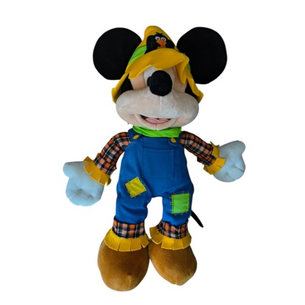 Disney Store Mickey Mouse Scarecrow Halloween Fall 15" Plush Toy Stuffed Animal